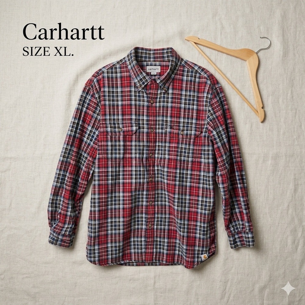 Carhartt Gorpcore‎ Utility Plaid Flannel Button Down Shirt Men XL